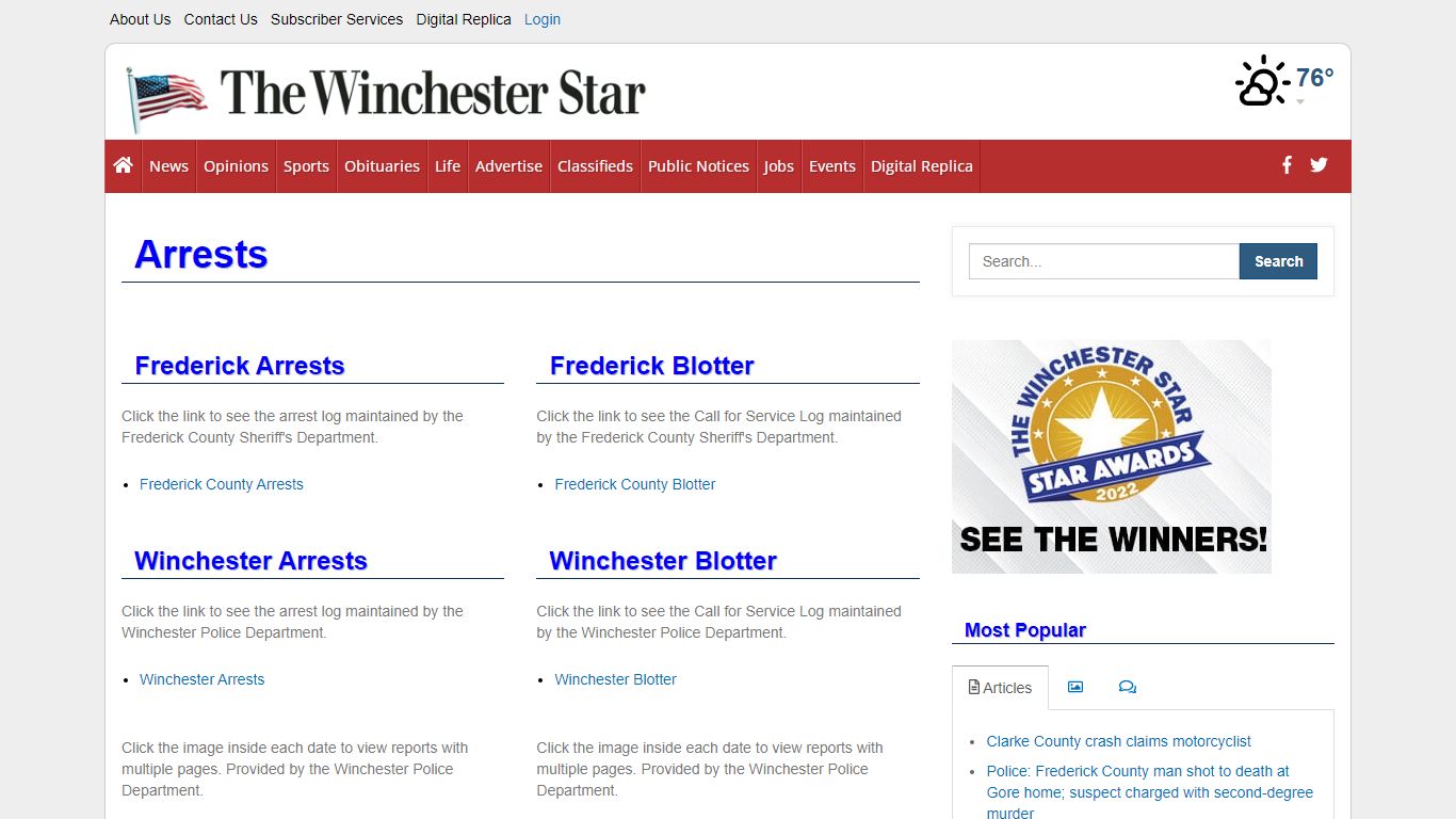 Arrests | winchesterstar.com